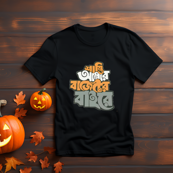 Shanti amar bajeter baire bengali typography t-shirt