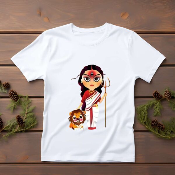 Maa durga cartoon character printed t-shirt